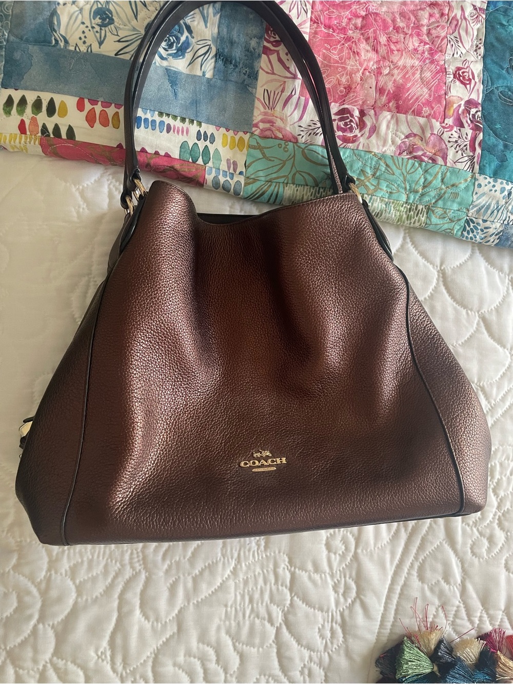 Coach Brown Pebbled Leather Hobo Shoulder Bag